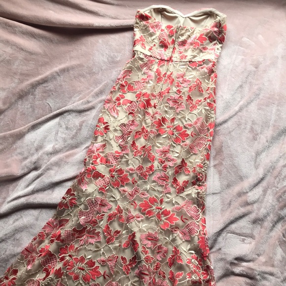 Coral and pink worked mermaid style dress - Picture 2 of 3